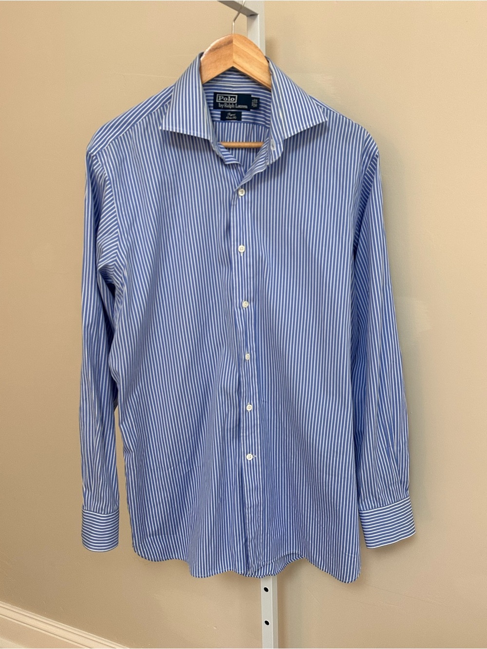 Polo Ralph Regent Classic Fit Blue White Stripe Dress Shirt Men’s 16-34 Large